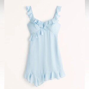 NWT Abercombie & Fitch Asymmetrical Ruffle Mini Dress - Light Blue - Medium
